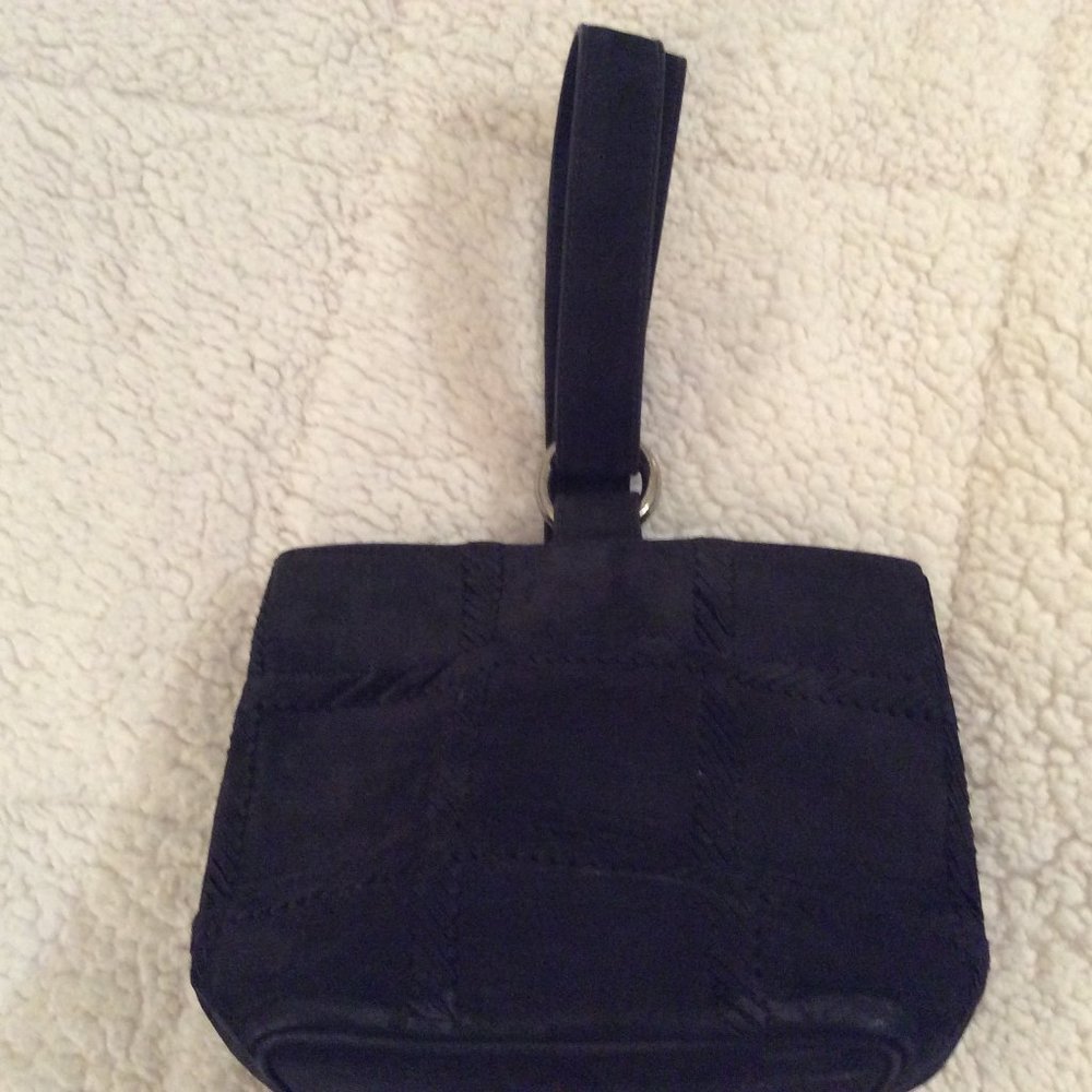 Krizia navy blue suede wrist bag